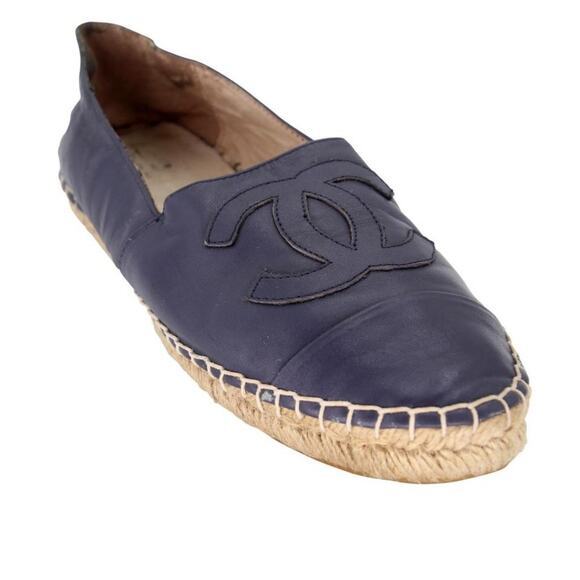 Chanel Espadrille Double Stacked 37 Leather Cc Flats CC-0712N-0017 - Picture 7 of 11